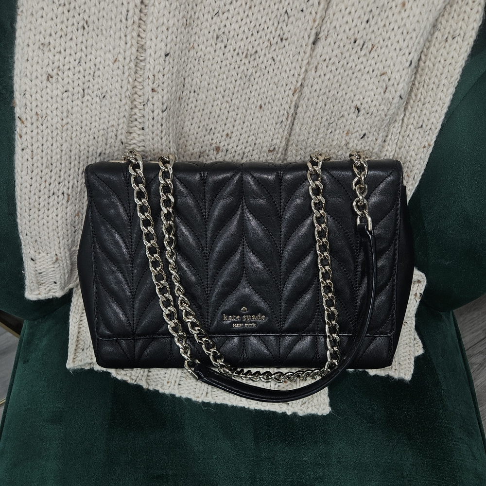Kate Spade Black Chevron Quilted Shoulder Bag